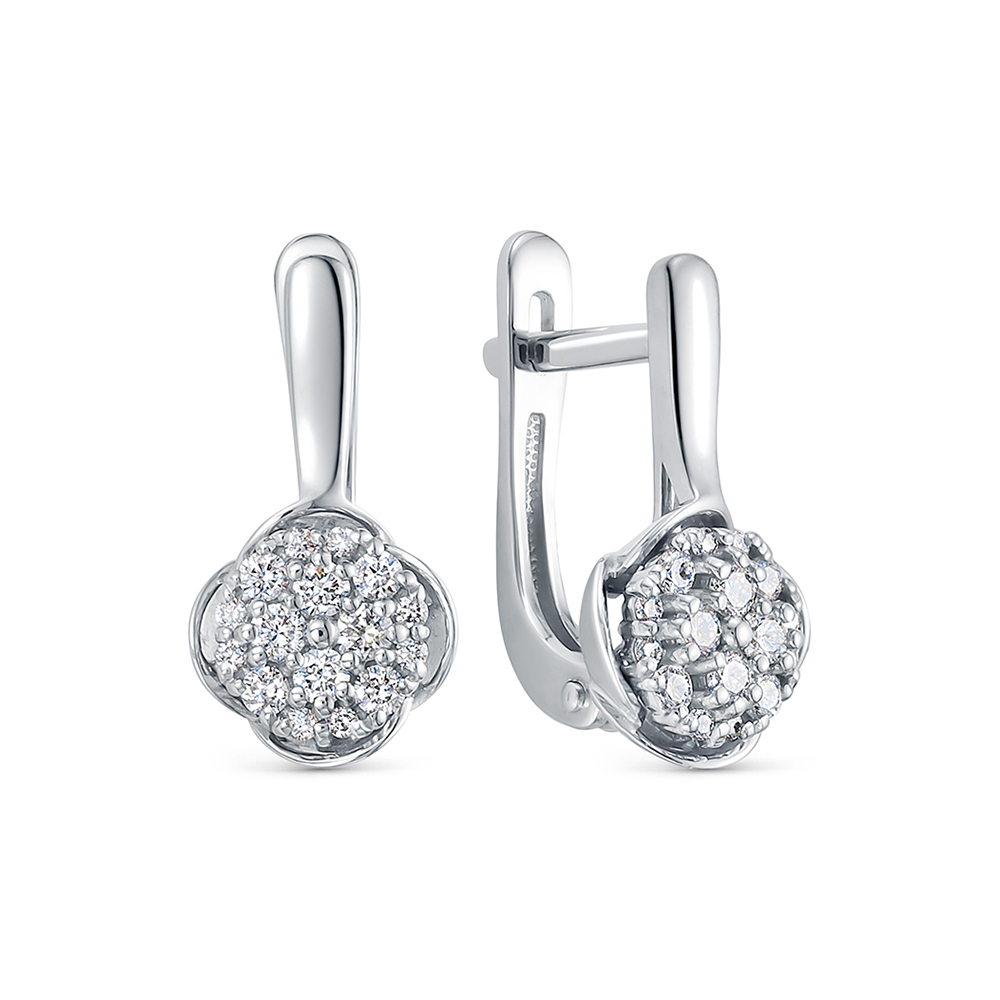 Cercei din aur alb cu pietre Diamant