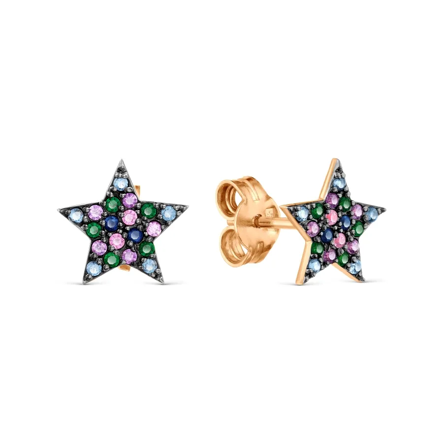 Cercei Pusete din aur roșu cu Cubic Zirconia Colorat