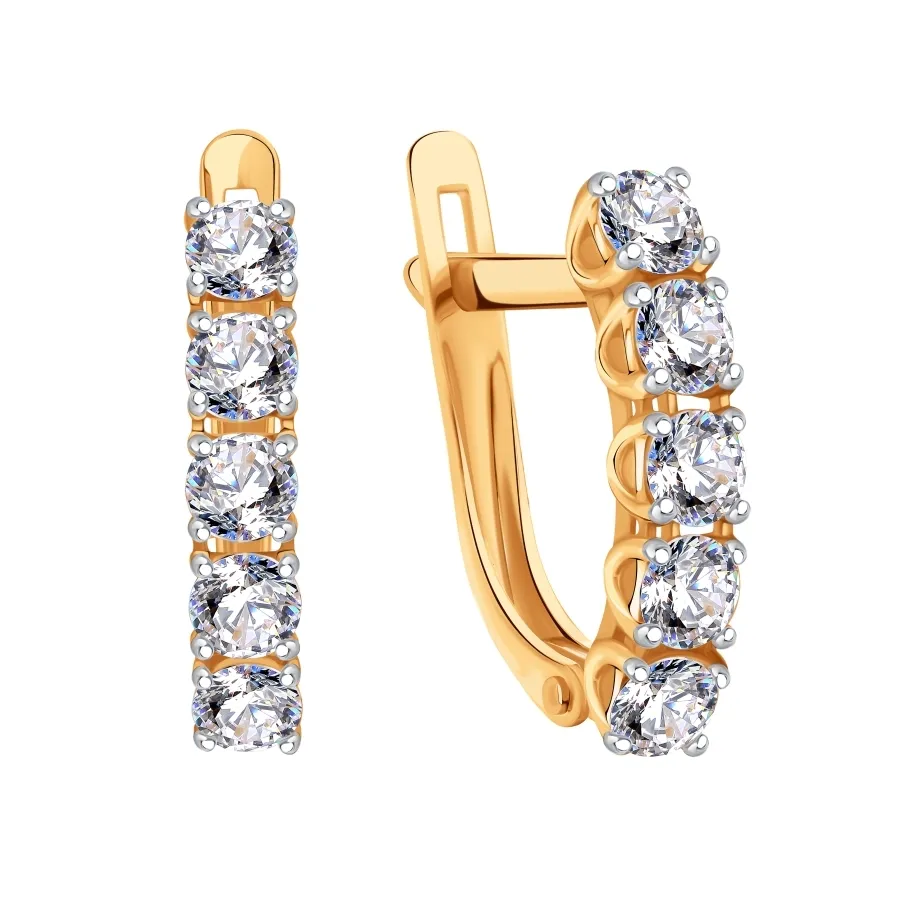 Cercei din aur roșu cu Cubic Zirconia Incolor