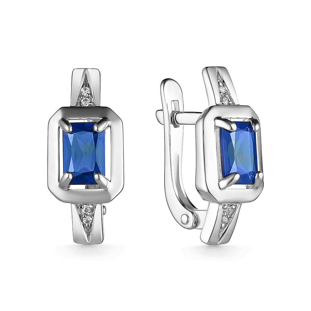 Cercei din aur alb cu pietre Cubic Zirconia Incolor, Topaz London