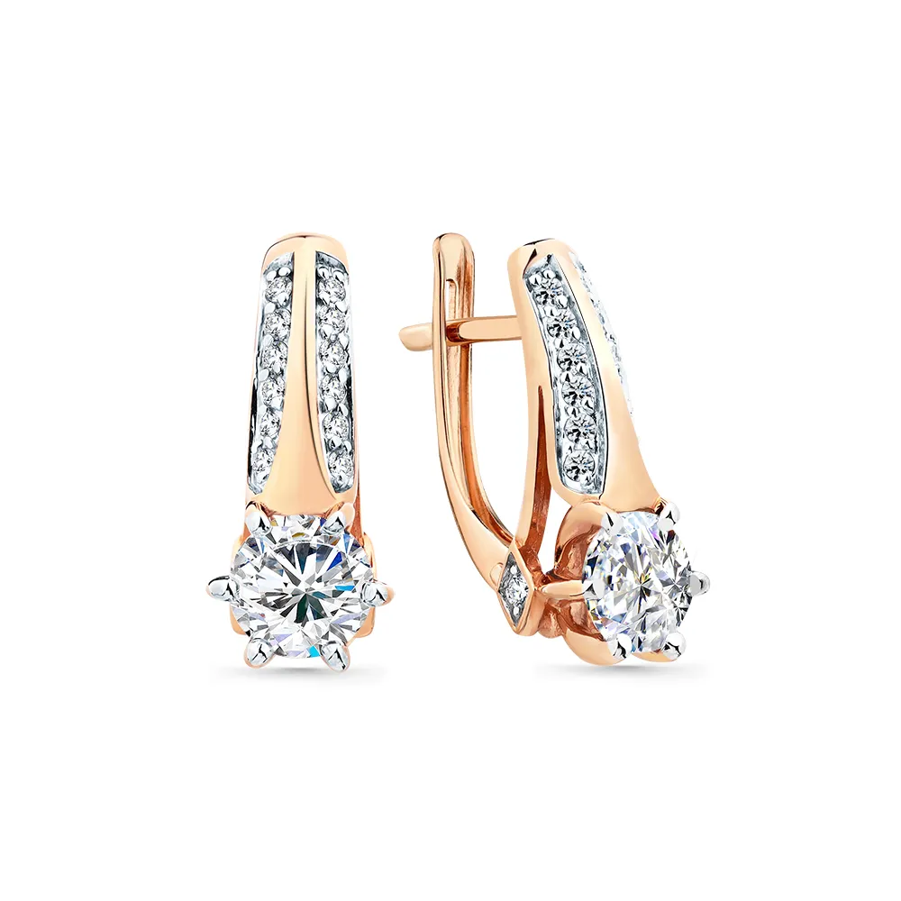 Cercei din aur roșu cu Cubic Zirconia Incolor