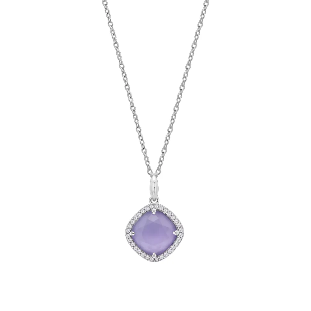 Colier din argint cu Cubic Zirconia Incolor, Cubic Zirconia Liliachiu