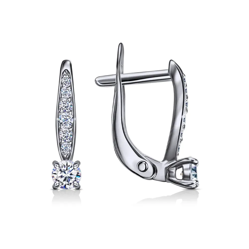 Cercei din aur alb cu Cubic Zirconia Incolor