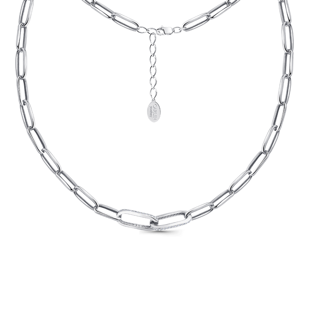 Colier din aur alb cu pietre Cubic Zirconia Incolor