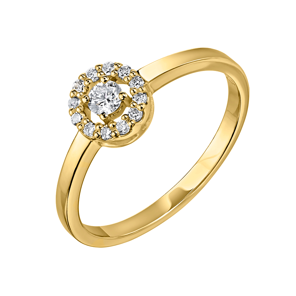 Кольцо из красного золота с камнями Бриллиант