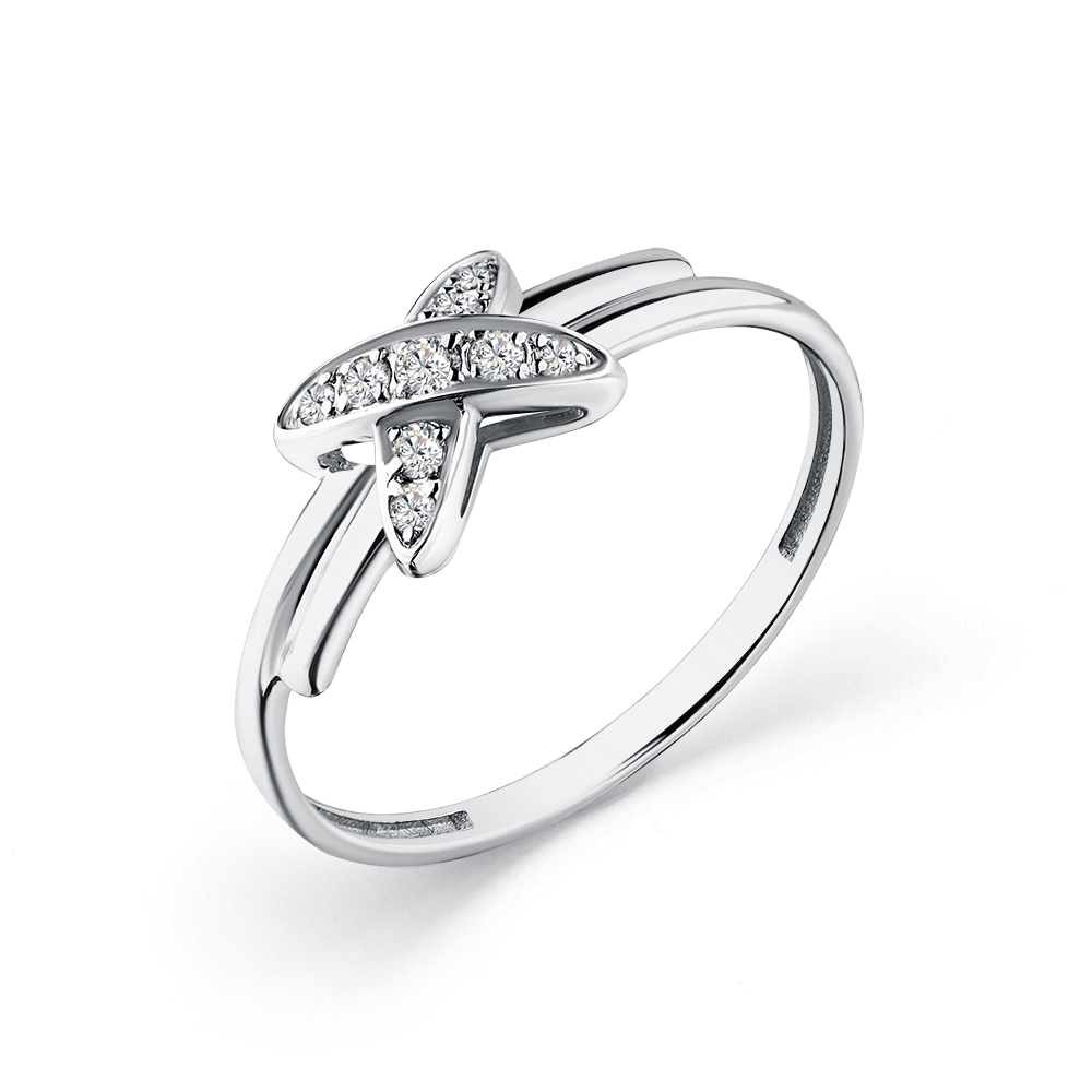 Inel din aur alb cu pietre Cubic Zirconia Incolor