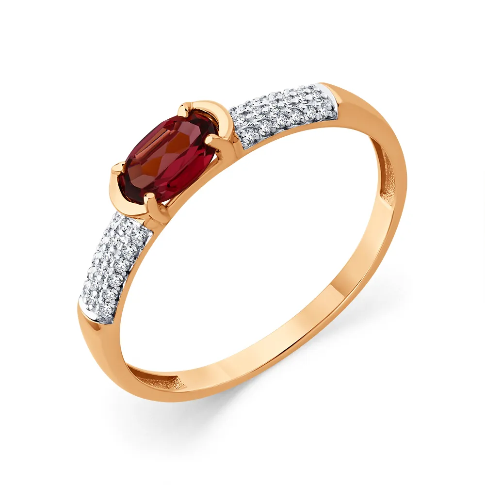 Inel din aur roșu cu Cubic Zirconia Incolor, Rodolit