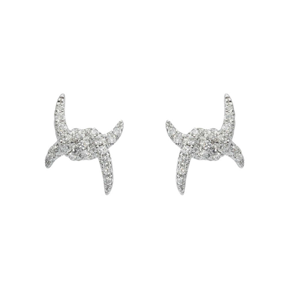 Cercei Pusete din aur alb cu pietre Diamant