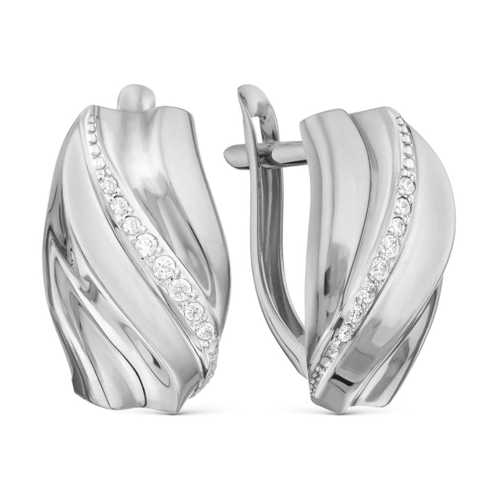 Cercei din aur alb cu pietre Cubic Zirconia Incolor