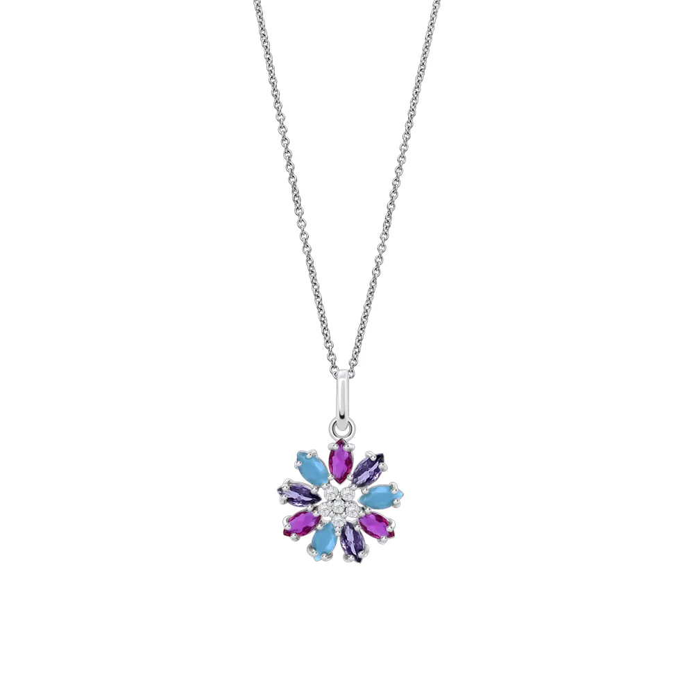 Colier din argint cu Cubic Zirconia Multicoloră