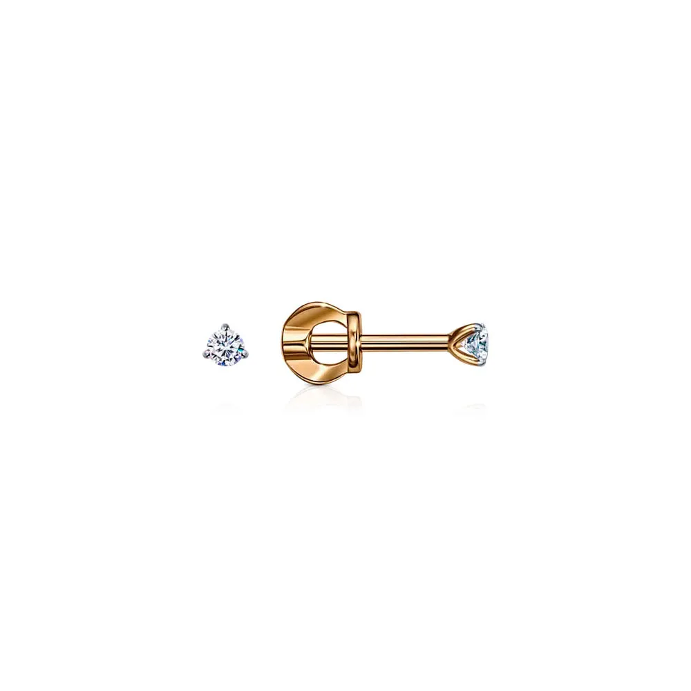 Cercei Pusete din aur roșu cu Cubic Zirconia Incolor