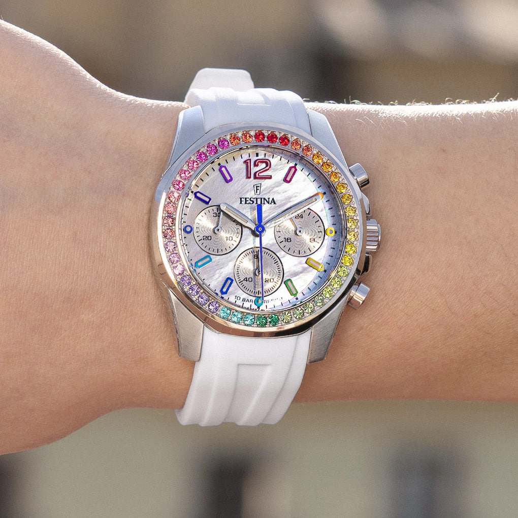Ceas FESTINA  cu pietre Swarovski multicolore