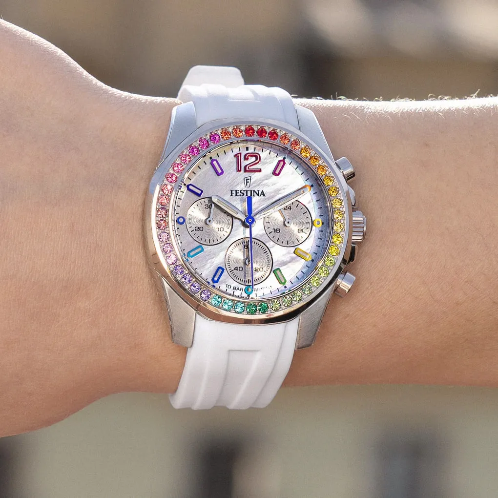 Часы FESTINA с камнями Swarovski разноцветные\n