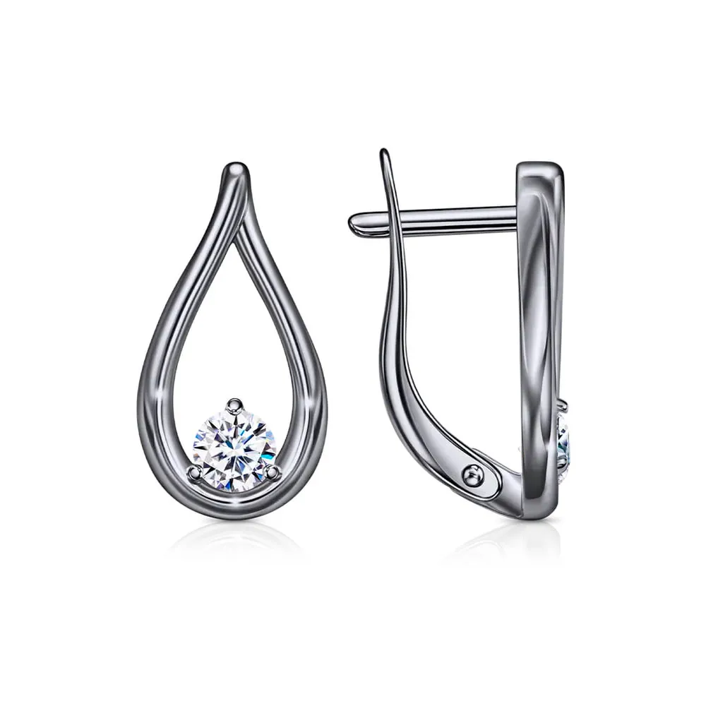 Cercei din aur alb cu Cubic Zirconia Incolor