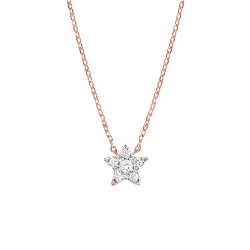 Colier din aur roz cu pietre Diamant