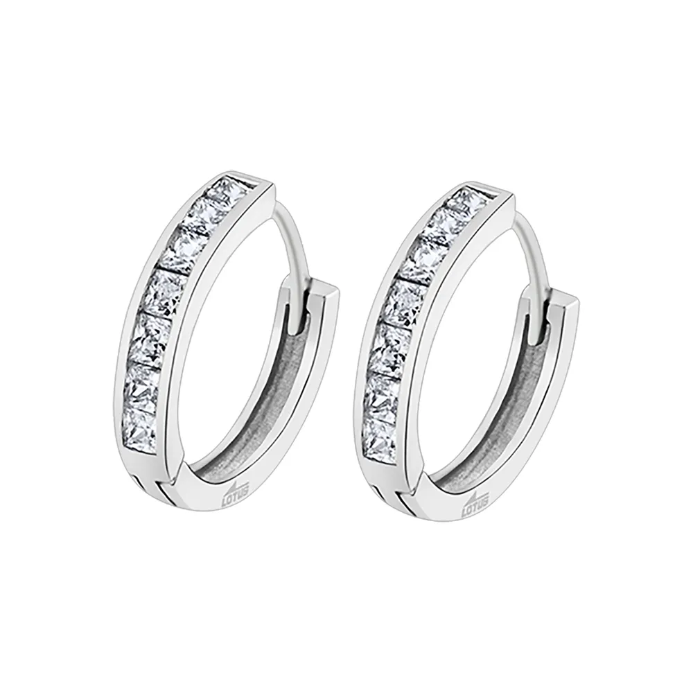 Cercei Creole din argint cu Cubic Zirconia Incolor