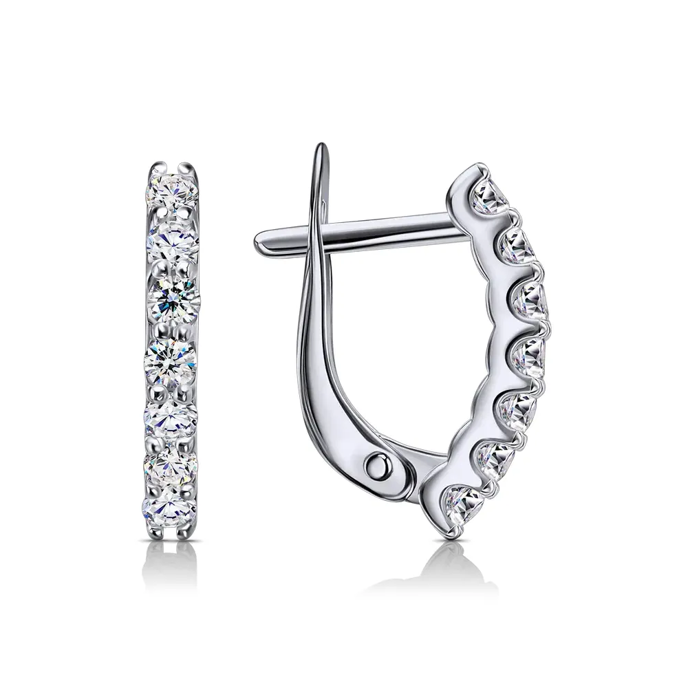 Cercei din aur alb cu Cubic Zirconia Incolor
