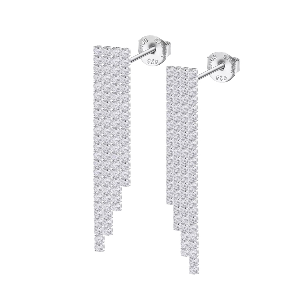 Cercei Pusete din argint  cu pietre Cubic Zirconia Incolor