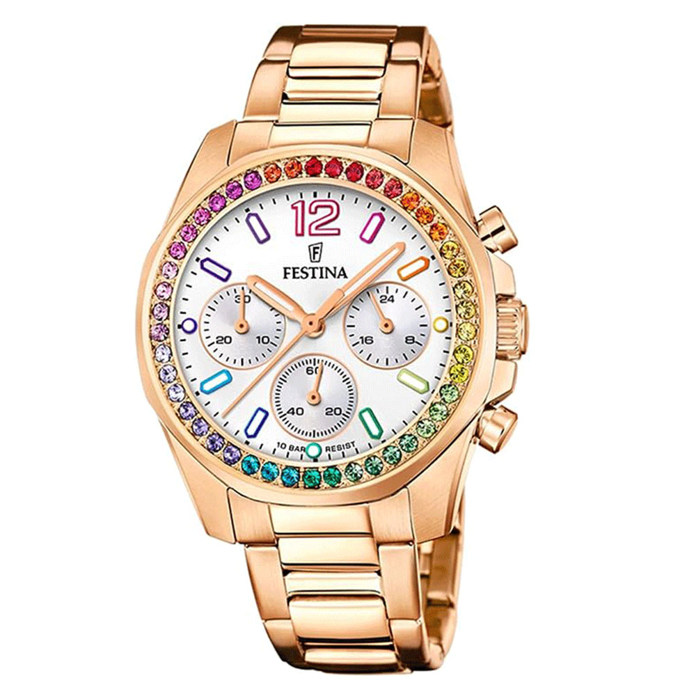 Часы FESTINA с камнями Swarovski разноцветные\n