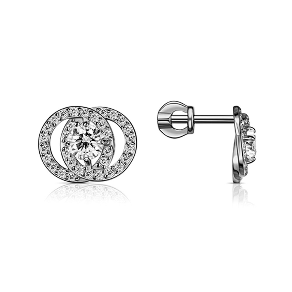 Cercei Pusete din argint  cu pietre Cubic Zirconia Incolor