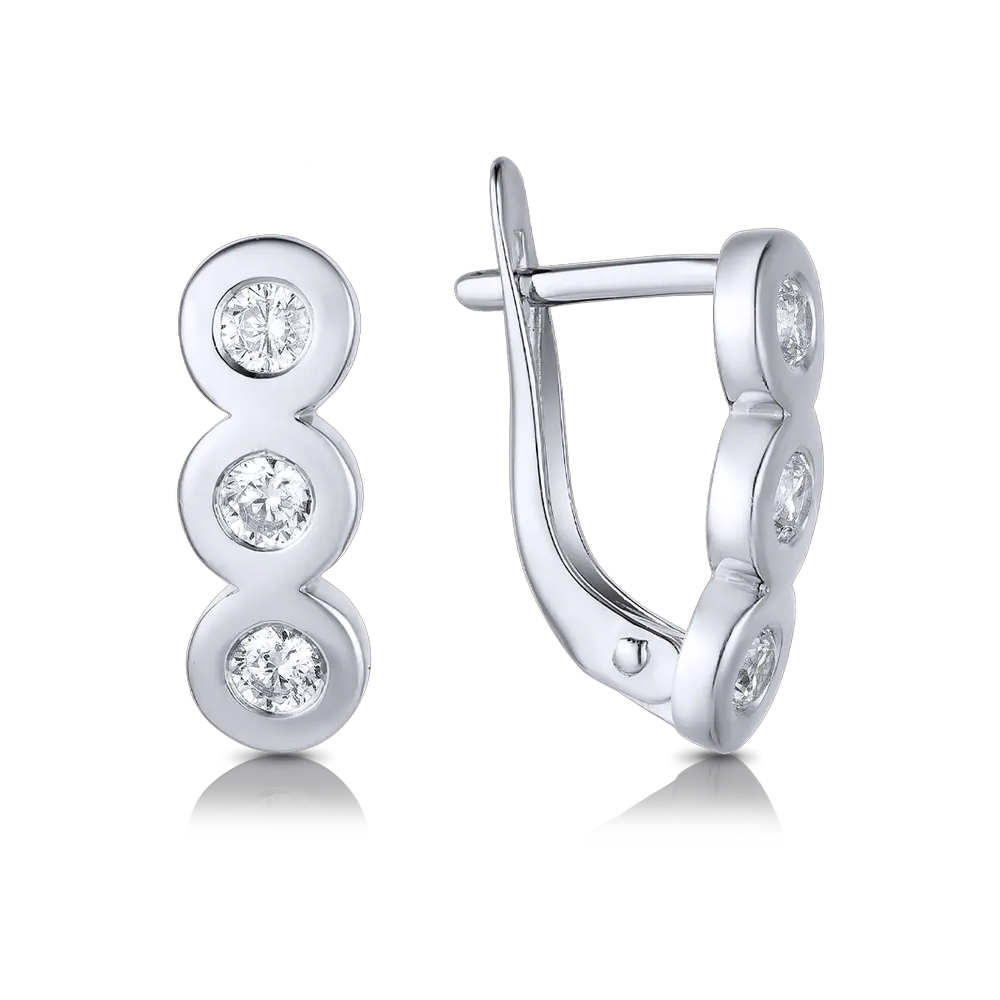 Cercei din aur alb cu pietre Cubic Zirconia Incolor