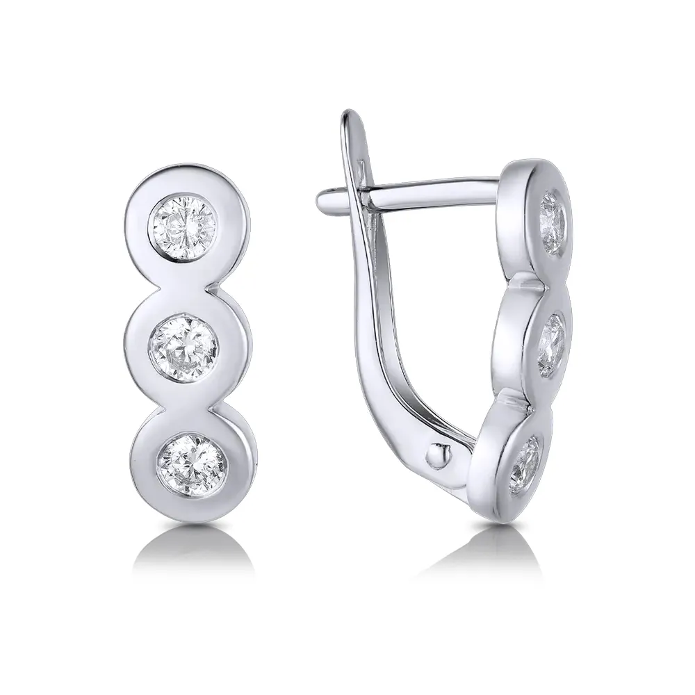 Cercei din aur alb cu Cubic Zirconia Incolor
