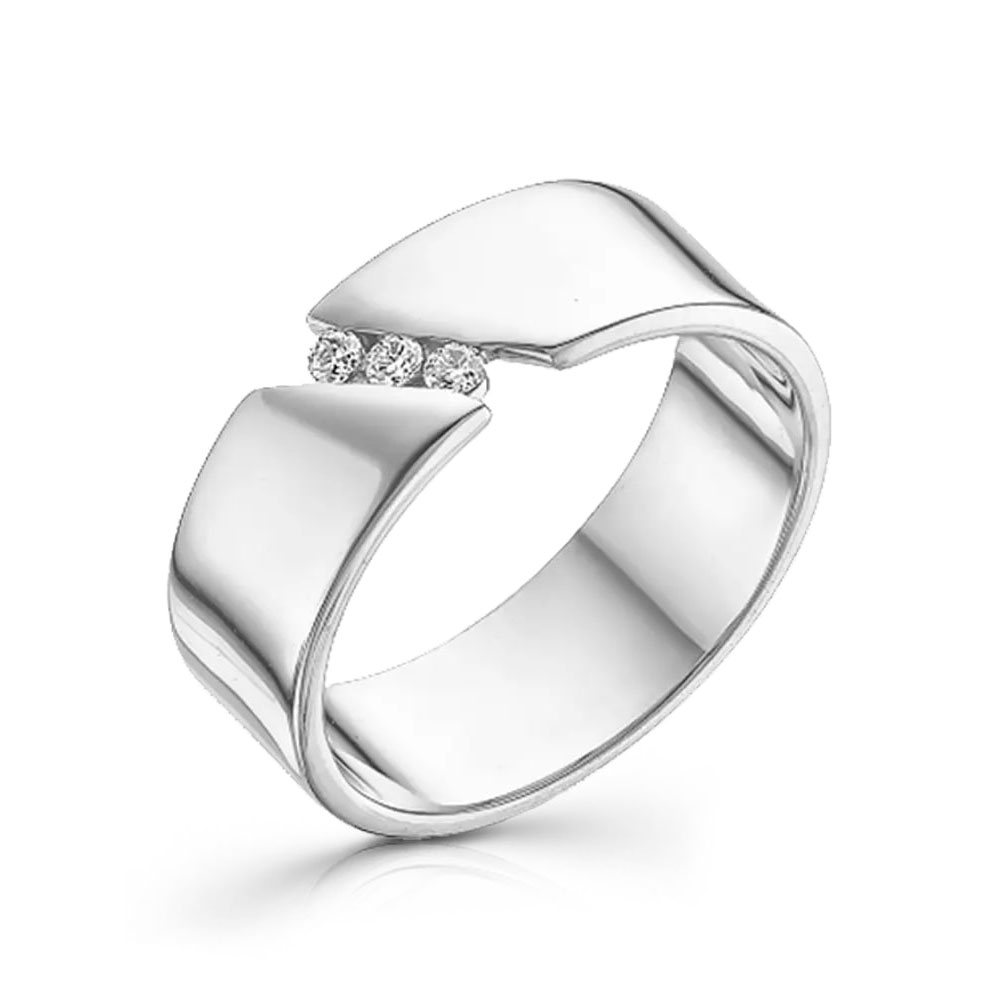 Inel din aur alb cu Cubic Zirconia Incolor