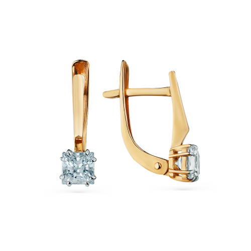 Cercei din aur roșu cu pietre Cubic zirconia