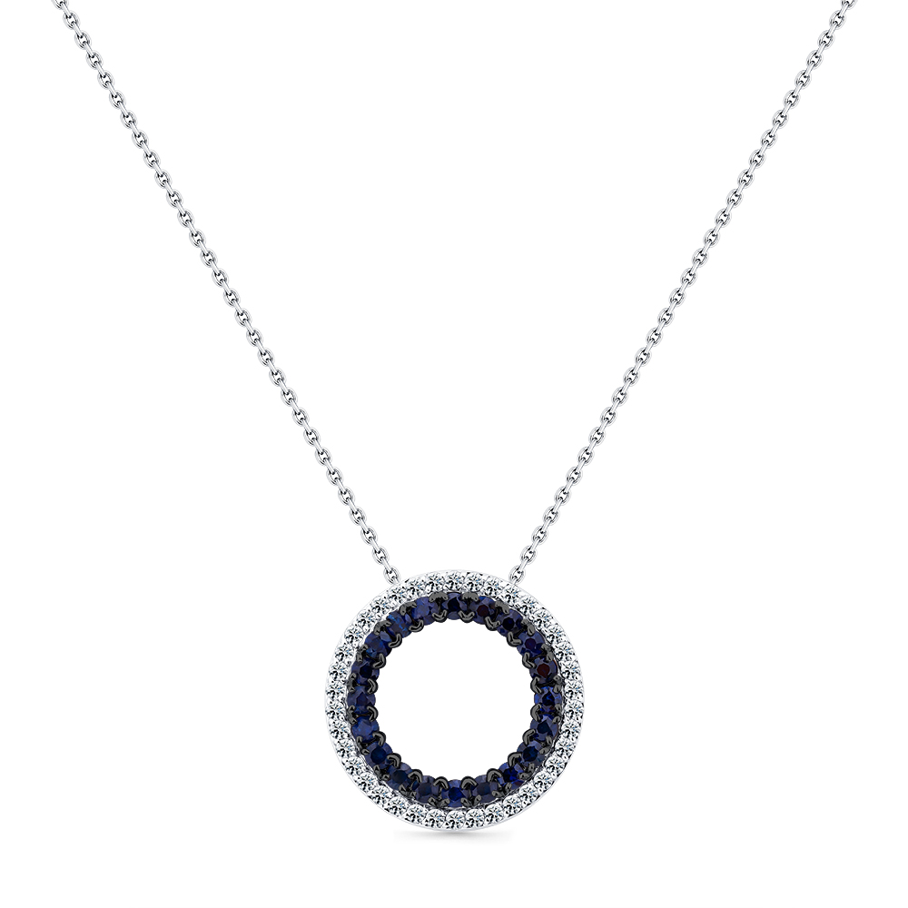 Colier din aur alb cu pietre Diamant, Safir