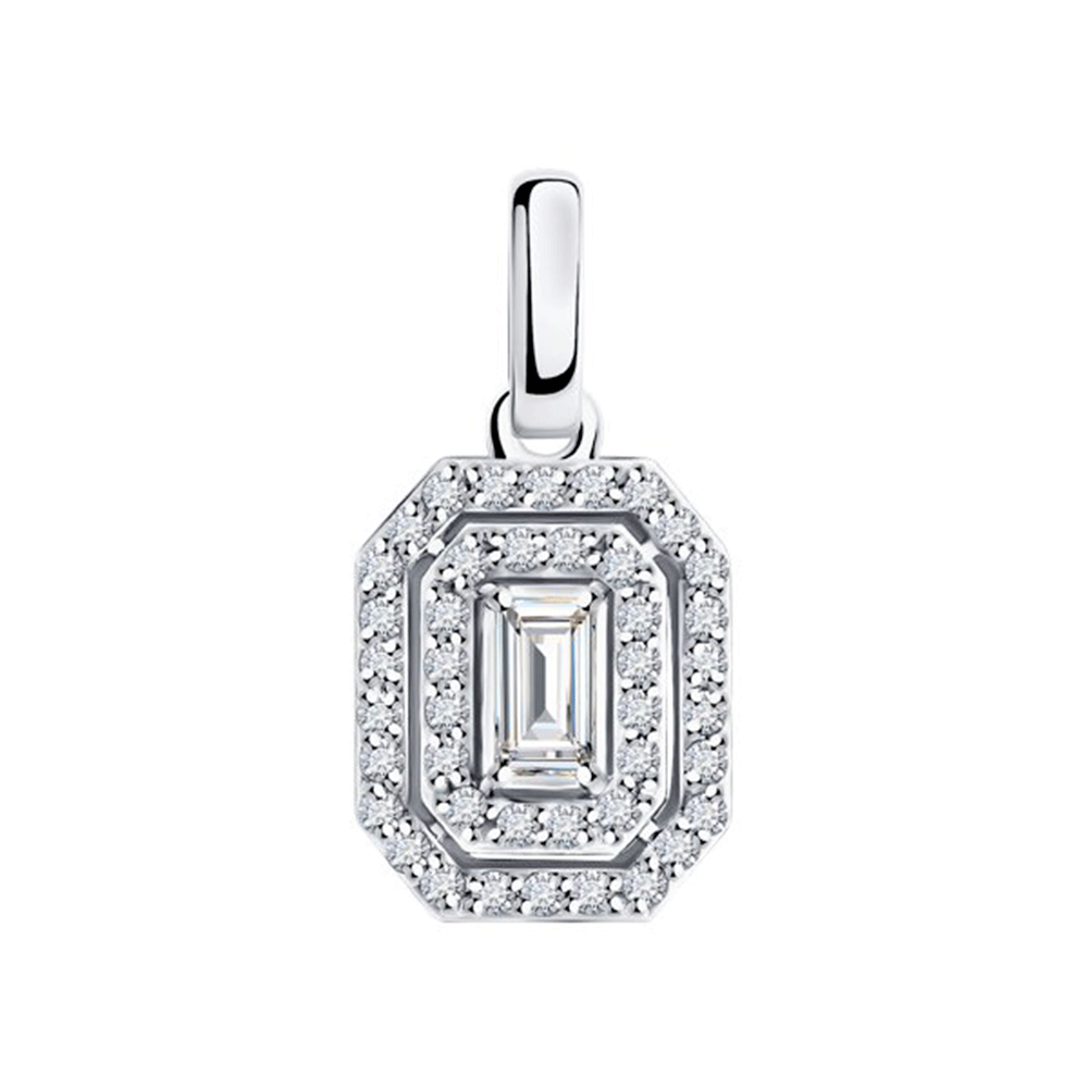Pandantiv din aur alb cu pietre Diamant