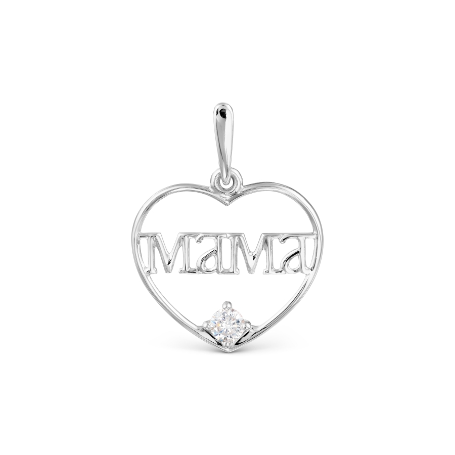 Pandantiv din aur alb cu pietre Cubic Zirconia Incolor