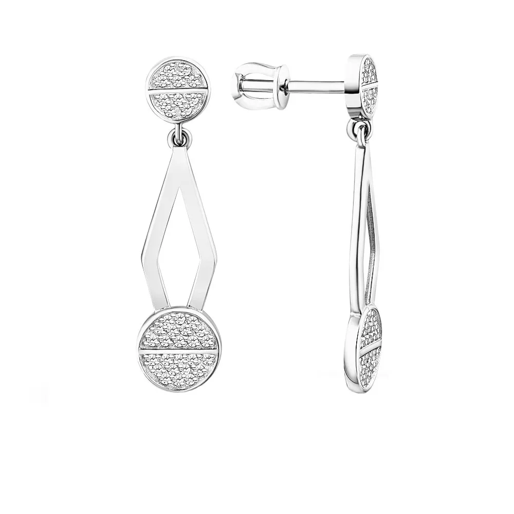 Cercei Pusete din aur alb cu Cubic Zirconia Incolor