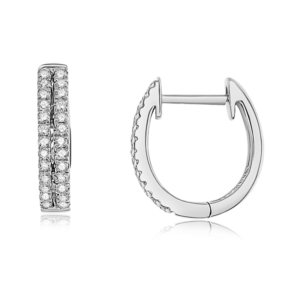 Серьги Конго из белого золота с камнями Бриллиант