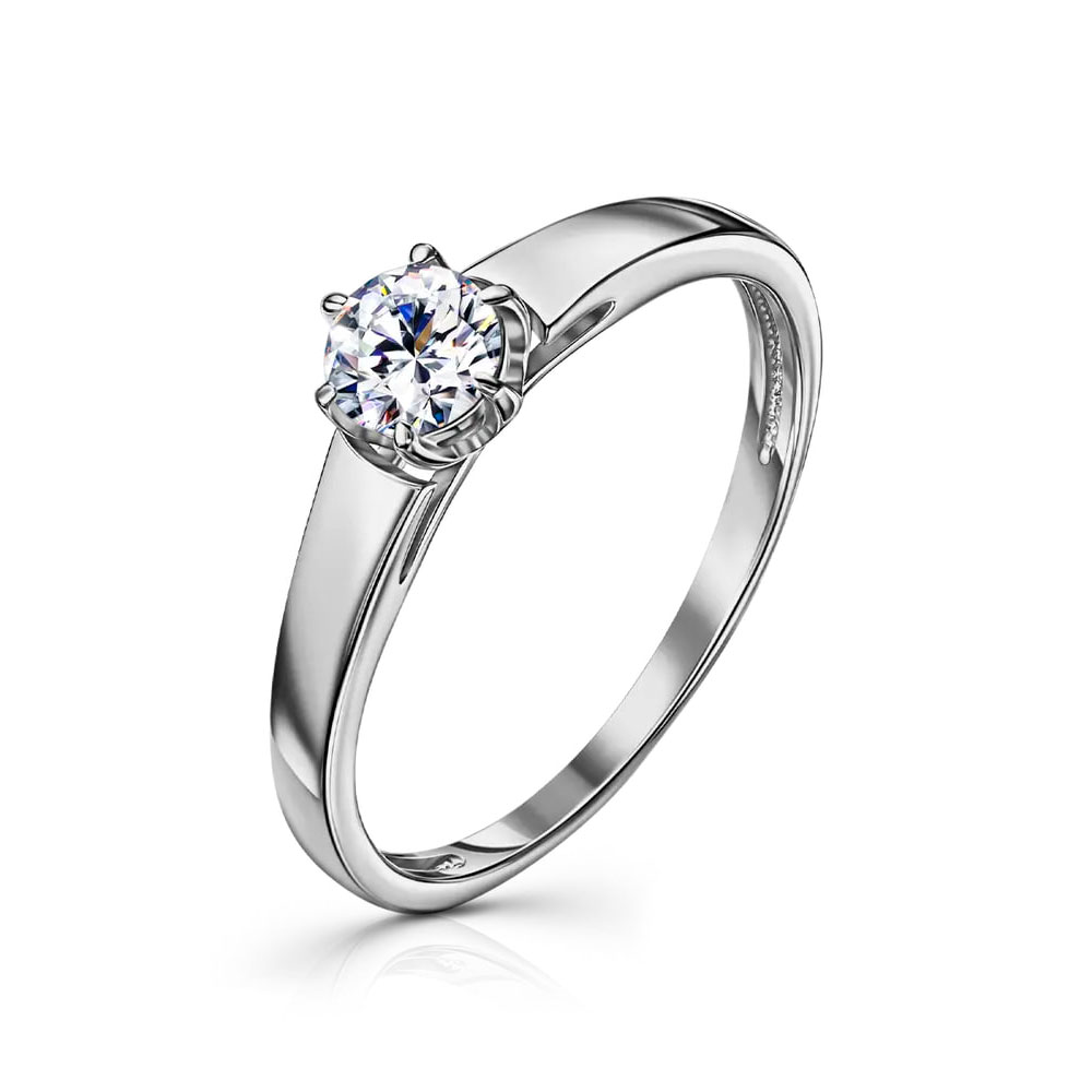 Кольцо из белого золота с камнями Фианит