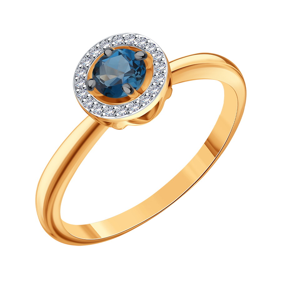 Кольцо из красного золота с камнями Бриллиант, Топаз London