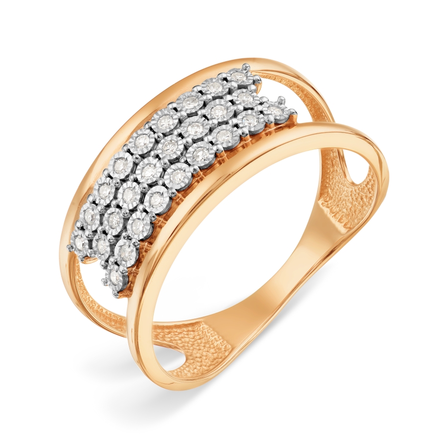 Кольцо из красного золота с камнями Бриллиант