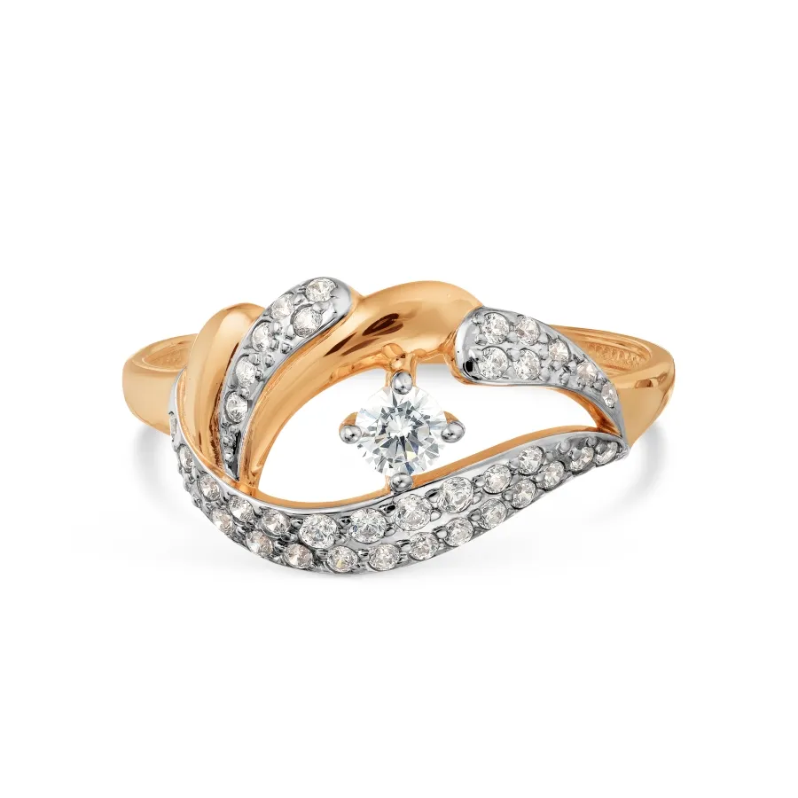 Inel din aur roșu cu Cubic Zirconia Incolor