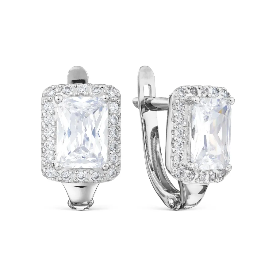 Cercei din aur alb cu Cubic Zirconia Incolor