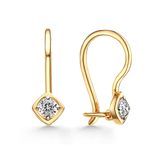 Cercei p-u copii din aur roșu cu Cubic Zirconia Incolor