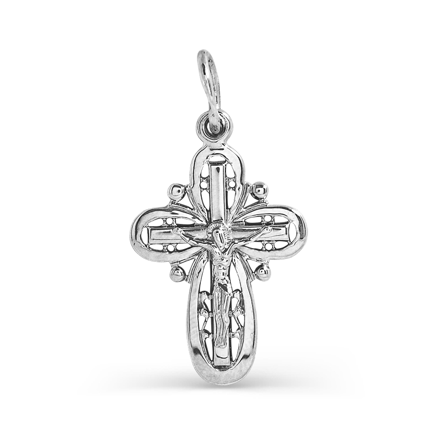 Cruce din aur alb fără pietre Brand KARATOV