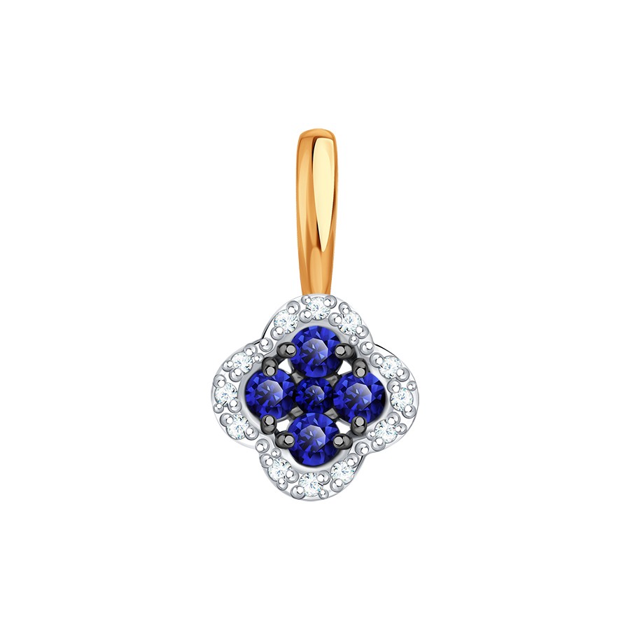 Pandantiv din aur roșu cu pietre Diamant, Safir