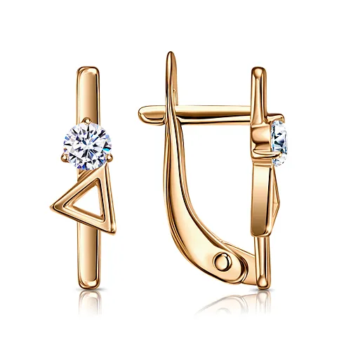 Cercei din aur roșu cu Cubic Zirconia Incolor