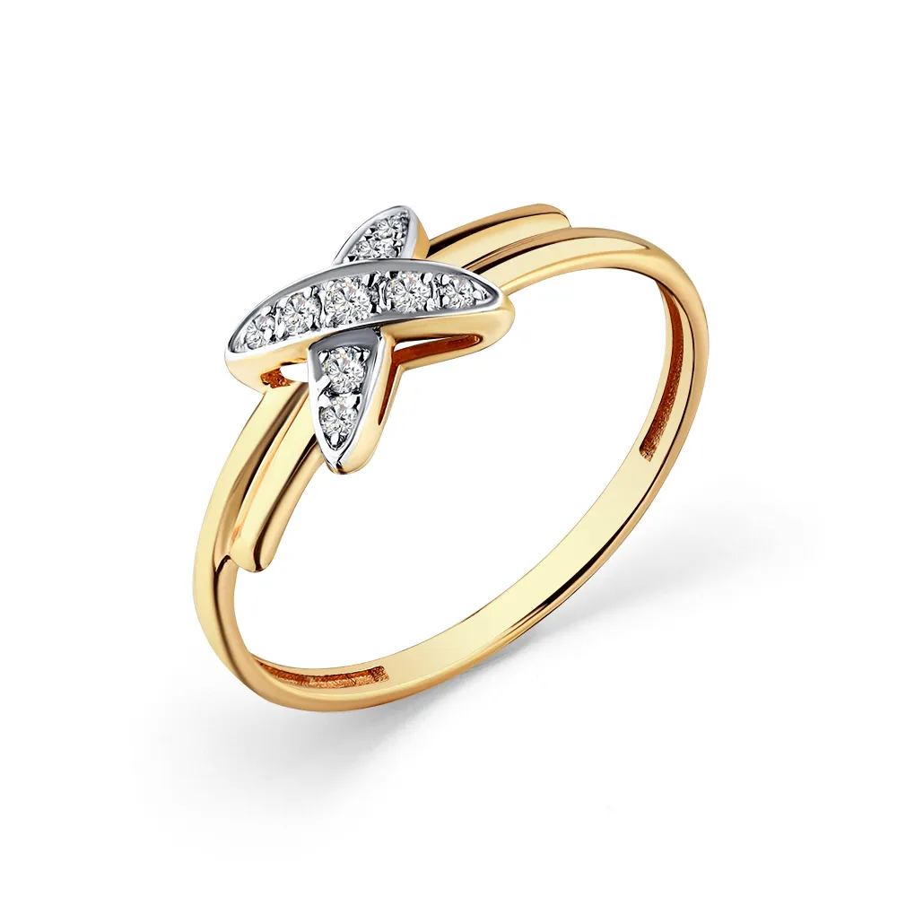 Inel din aur roșu cu Cubic Zirconia Incolor