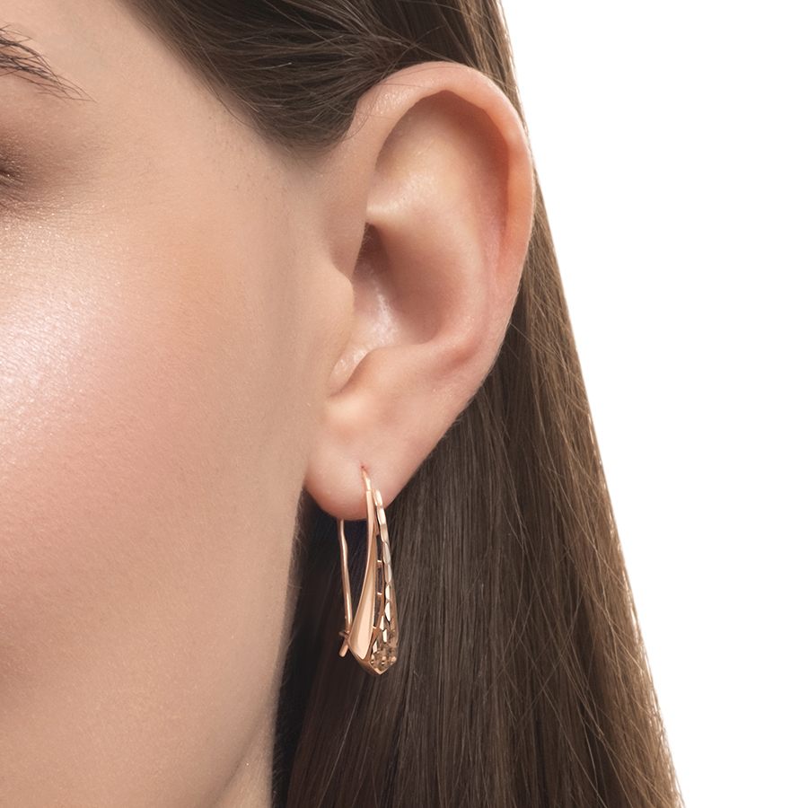 Cercei din aur roșu fără pietre