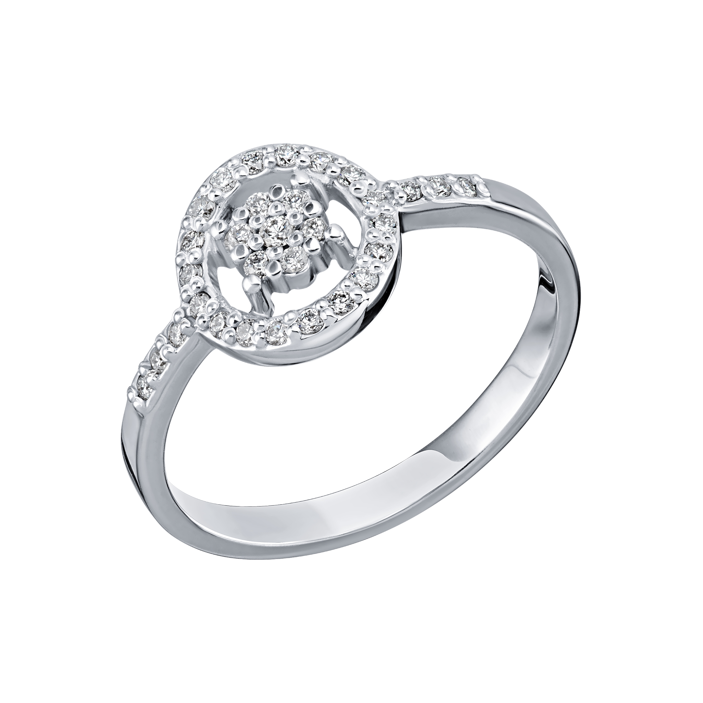 Inel din aur alb cu pietre Diamant