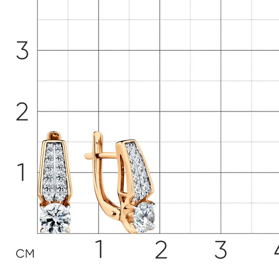 Cercei din aur roșu cu Cubic Zirconia Incolor