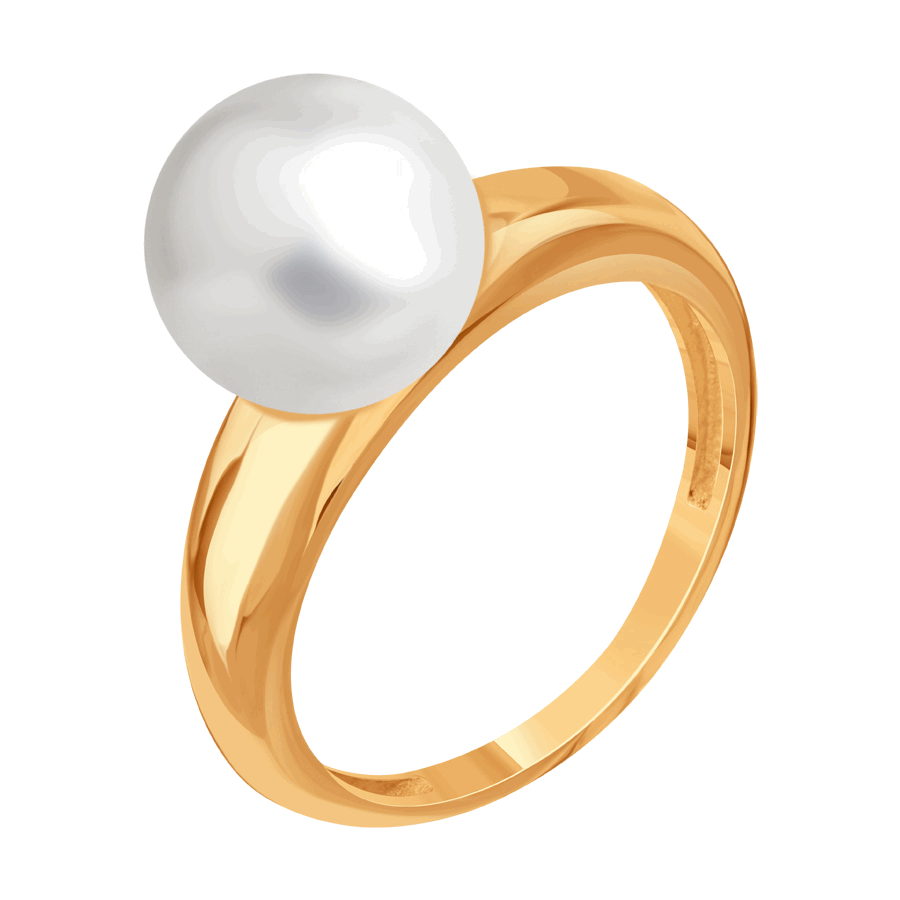 Кольцо из красного золота с камнями Жемчуг белый