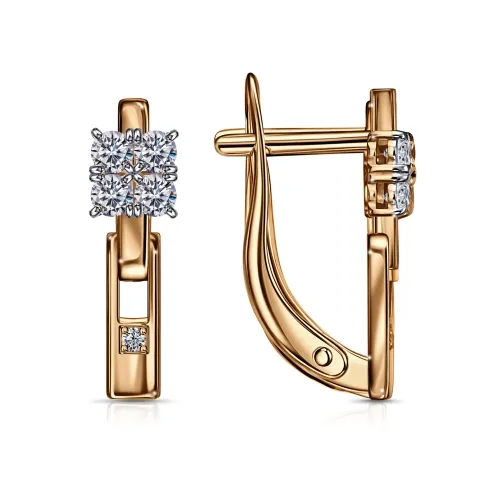 Cercei din aur roșu cu Cubic Zirconia Incolor