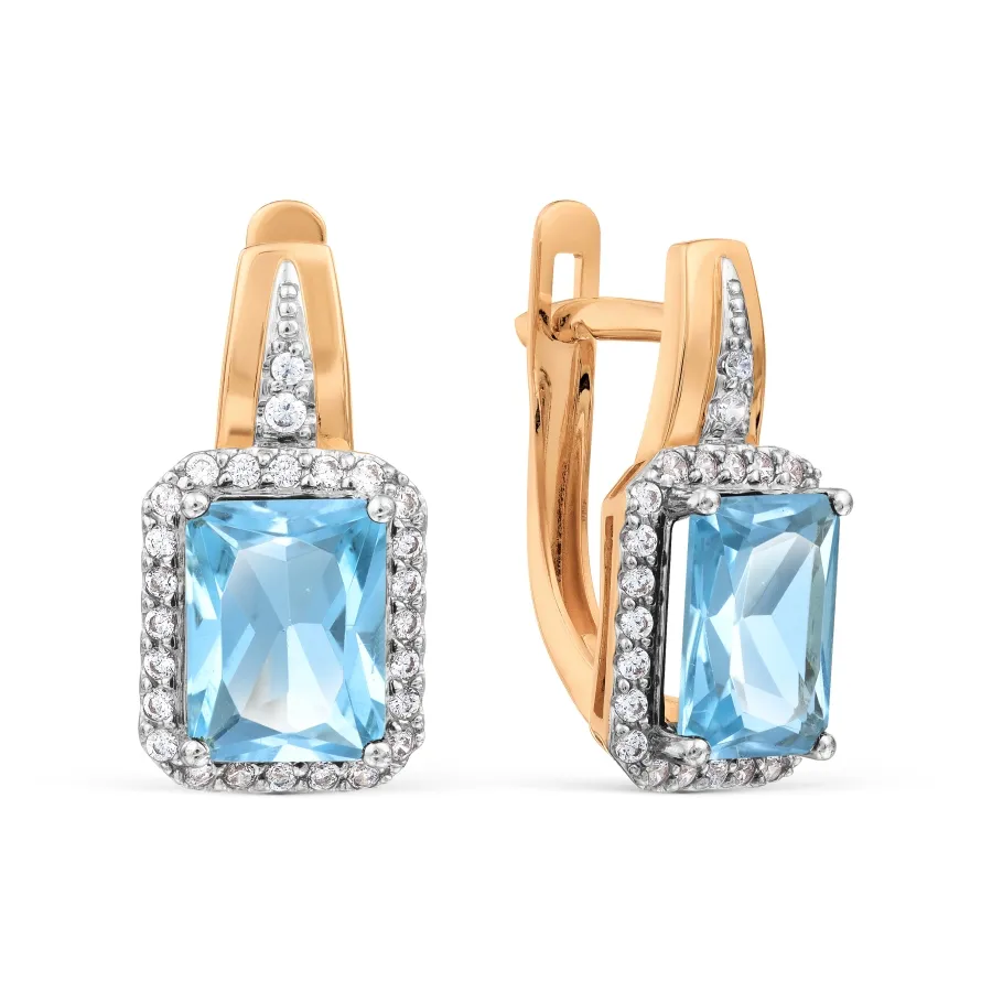 Cercei din aur roșu cu Cubic Zirconia Incolor, Topaz