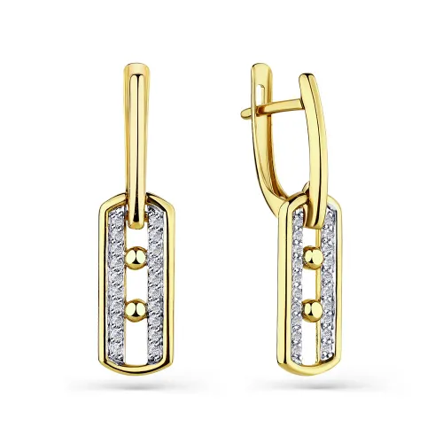 Cercei Suspendați din aur galben cu Cubic Zirconia Incolor